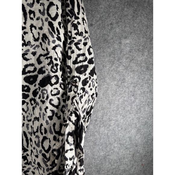 JM Collection Blouse Women 18W Animal Print Linen Long Sleeve Button Front Matur - Picture 7 of 8